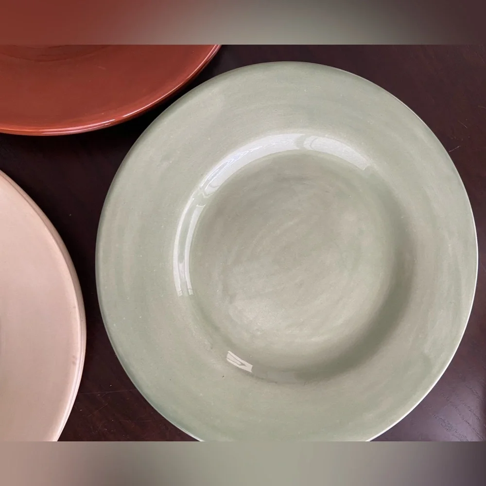 Set 2 POTTERY BARN Mexico SAUSALITO Dinner Plates 12” CHOICE Ivory Green Spice